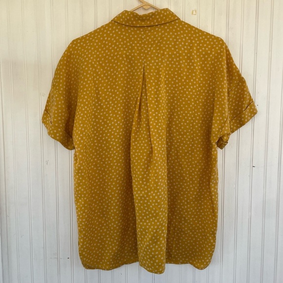 Duluth Trading Company Mustard Yellow Tencel Drop Shoulder Printed Shirt LARGE - Picture 3 of 7